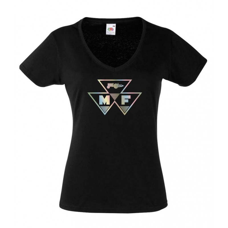 Massey Ferguson  T-shirt glans Logo Dames Zwart