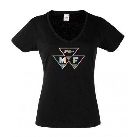 Massey Ferguson  T-shirt glans Logo Dames Zwart