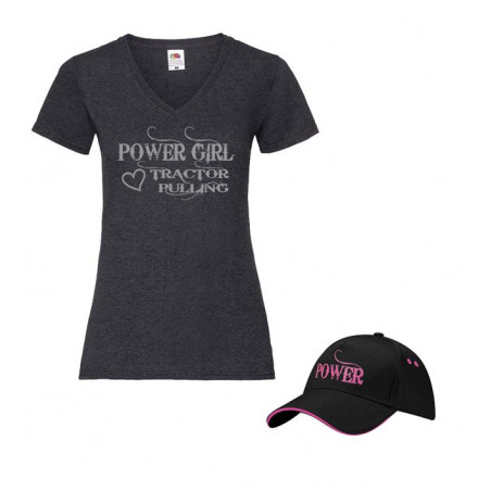 Dames cap met T-shirt Power Girl