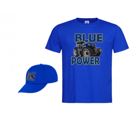 Kinder T-shirt Blue Power met Cap
