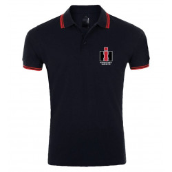 Internationel Harvester  Polo shirt  zwart met rode rand volw
