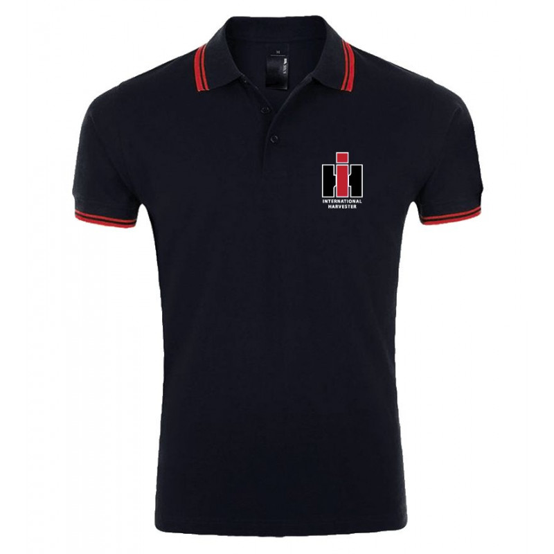 Internationel Harvester  Polo shirt  zwart met rode rand volw