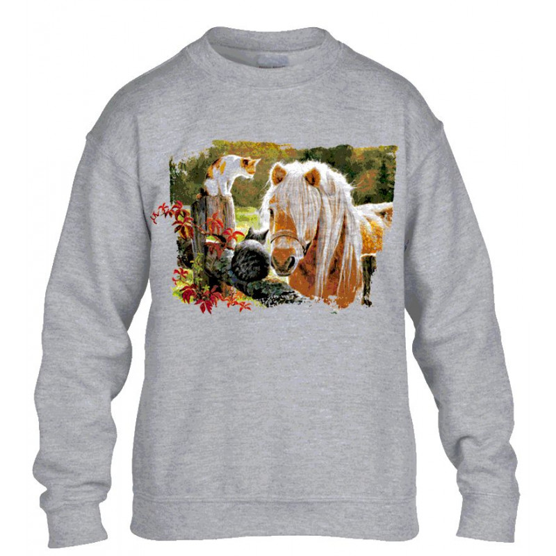TS Sweater Crew paard met kat voor meisjes