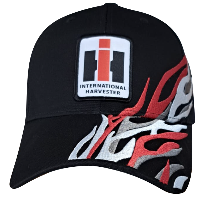 IH Cap borduur logo  Zwart Red Flame Design